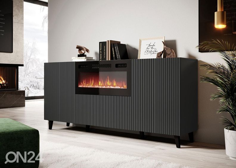 Kummut Vamos Grey 181 cm + elektrikamin suurendatud