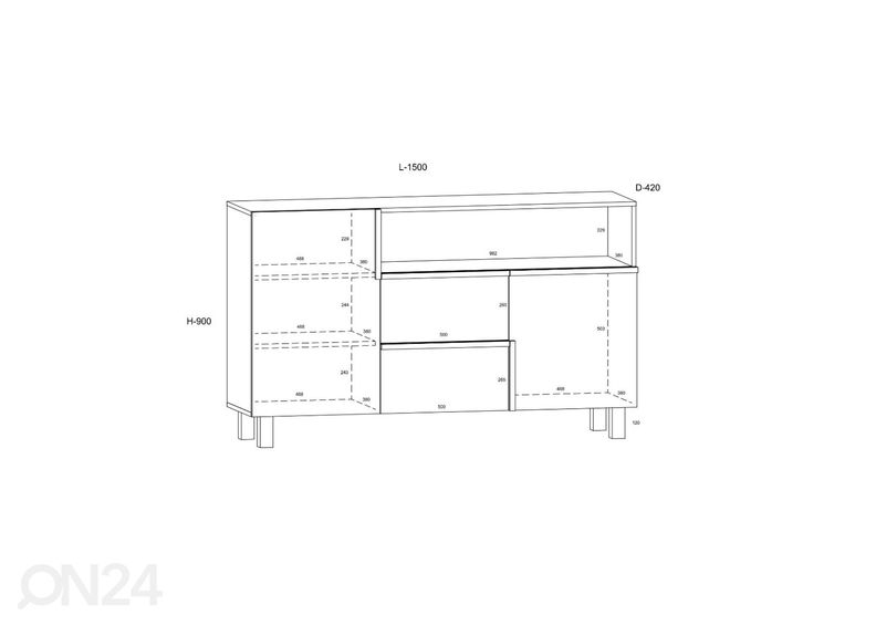 Kummut Youghal 150 cm suurendatud