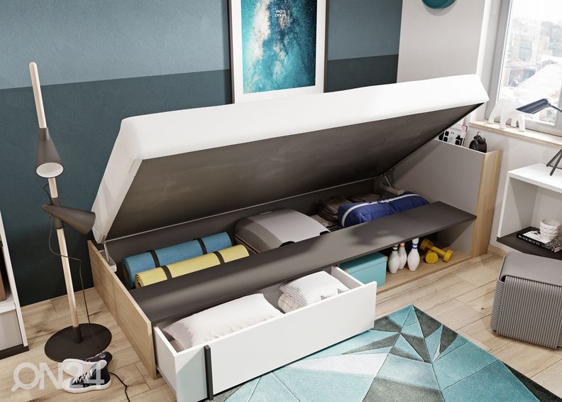 Kušett pesukastiga 90x200 cm suurendatud