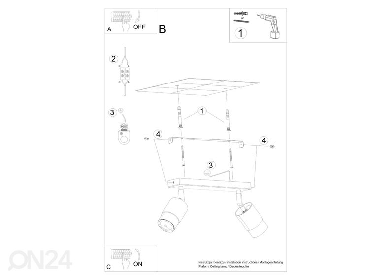 Laelamp Nero 2, must/kuldne suurendatud