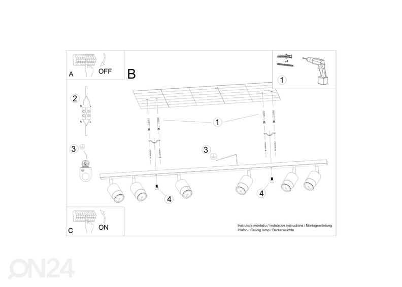 Laelamp Nero 6, must/kroom suurendatud