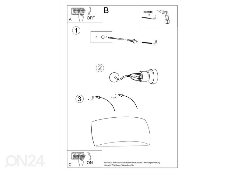 Lakitud seinavalgusti Pontius, valge läikiv suurendatud