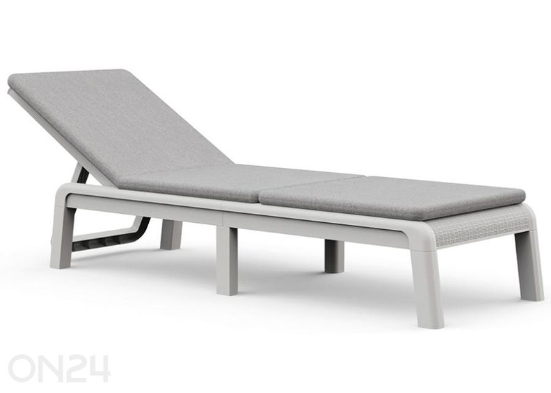 Lamamistool Keter Mallorca padjaga Sunlounger, valge/helehall suurendatud