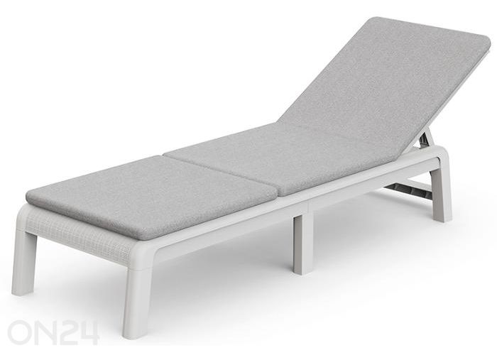 Lamamistool Keter Mallorca padjaga Sunlounger, valge/helehall suurendatud