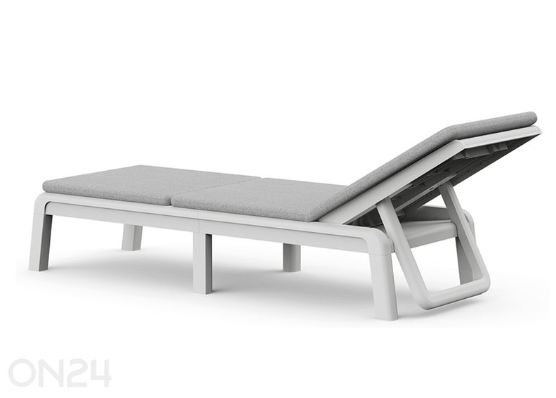 Lamamistool Keter Mallorca padjaga Sunlounger, valge/helehall suurendatud