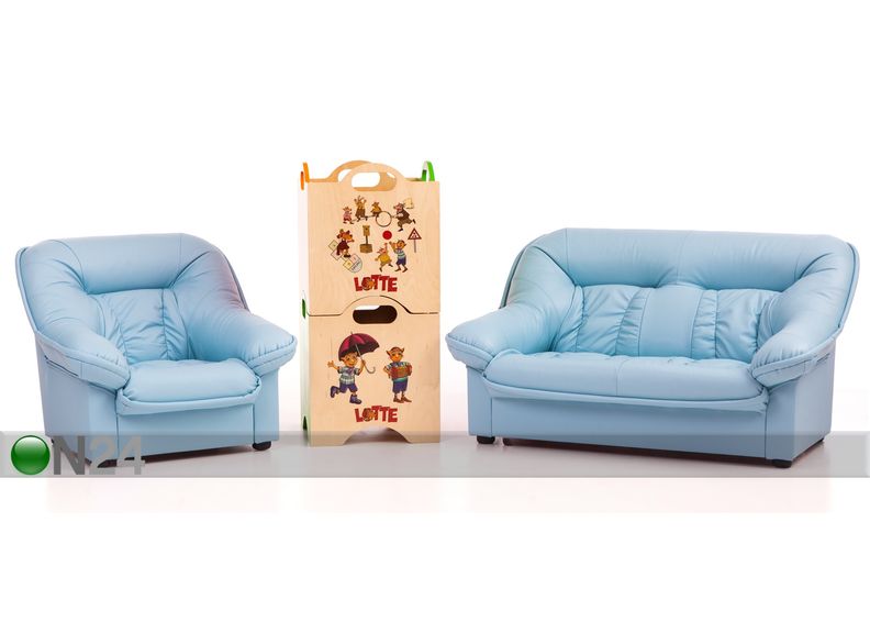 Laste diivanikomplekt Mini Spencer + mänguasjakast Lotte suurendatud