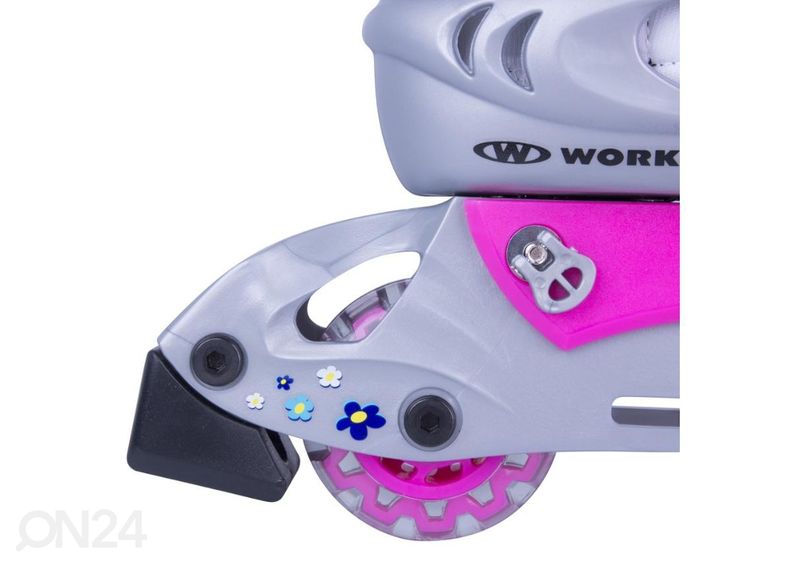 Laste rulluisu ja kaitsmete komplekt WORKER Polly LED suurus XS 26-29 suurendatud