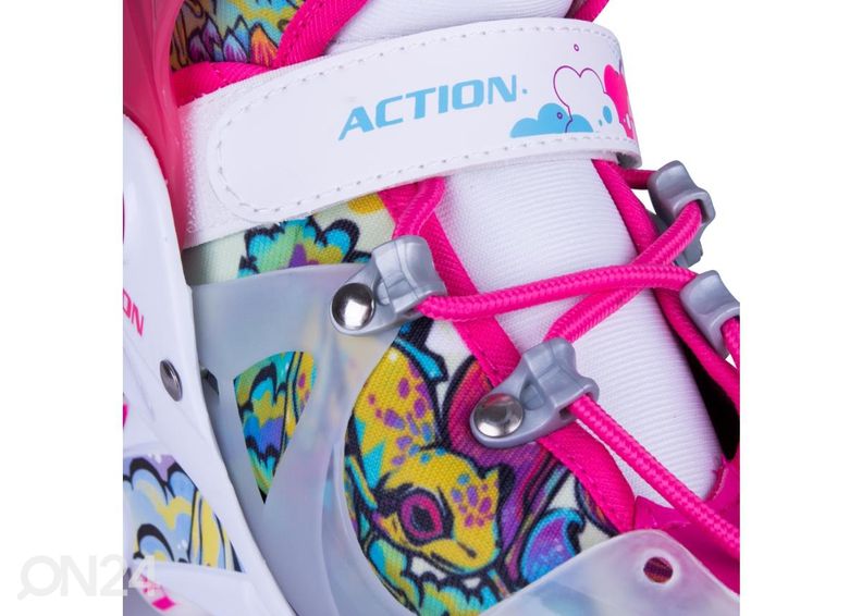 Laste rulluisud reguleeritavad vilkuvate ratastega Action Doly roheline suurus XS(26-29) suurendatud