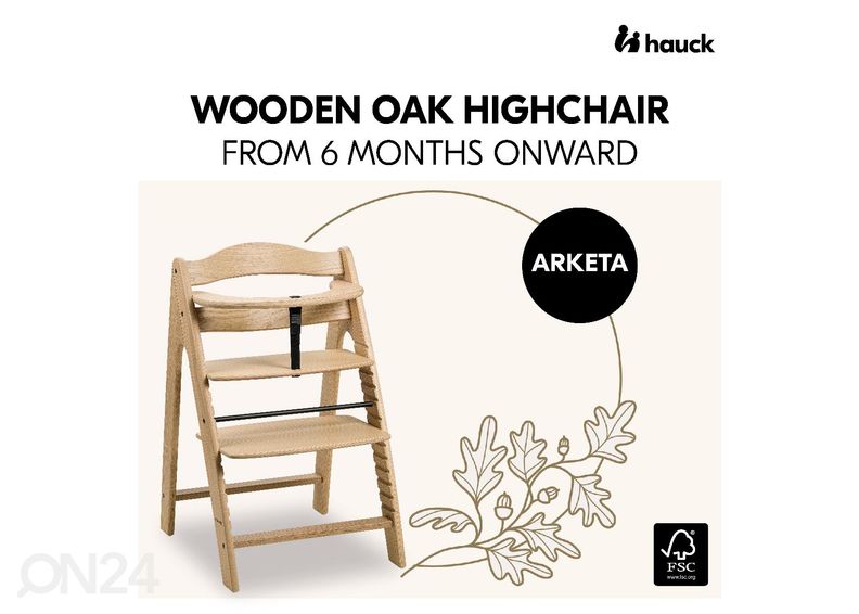 Laste söögitool Hauck At Home Arketa tamm suurendatud