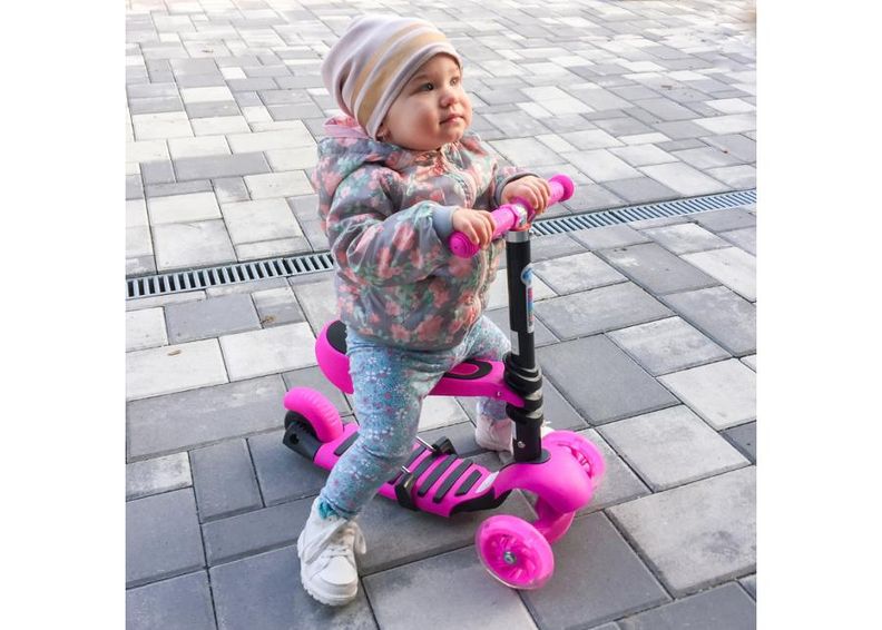 Laste tõukeratas LED-tuledega Nimbo 3in1 WORKER suurendatud