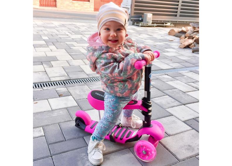 Laste tõukeratas LED-tuledega Nimbo 3in1 WORKER suurendatud