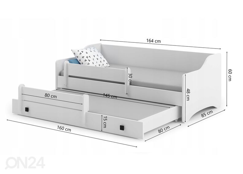 Lastevoodi 2-kohaline Nami 80x160 cm suurendatud