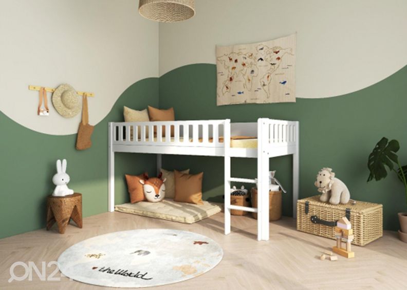 Lastevoodi THUKA Viggo poolkõrge, valge suurendatud