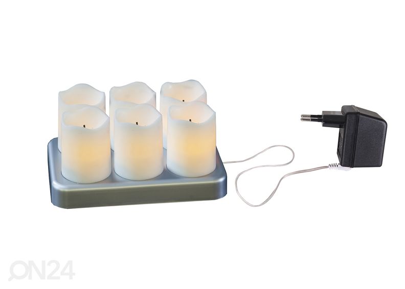 LED küünalde komplekt Chargeme 6 tk, valge suurendatud