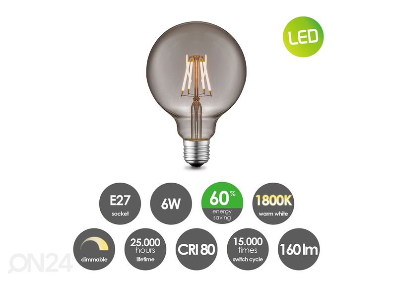 LED-pirn Globe, E27, 6W suurendatud
