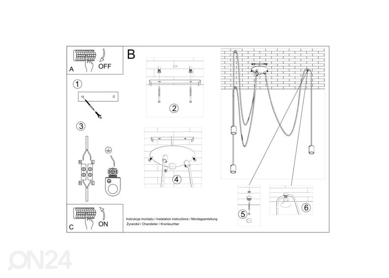 Lühter Edison 3, must suurendatud