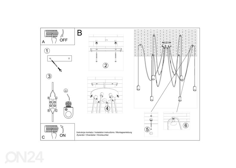 Lühter Edison 5, must suurendatud