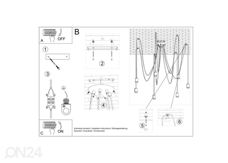 Lühter Edison 7, must suurendatud