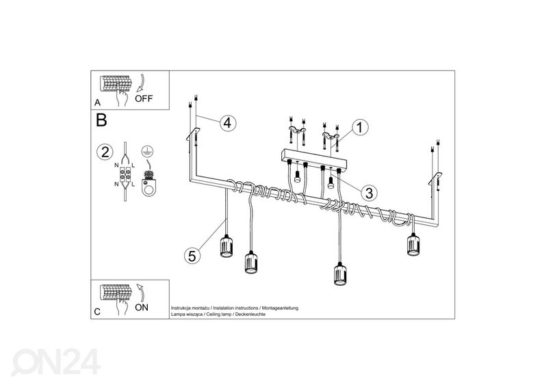 Lühter Salamanca 4, must suurendatud