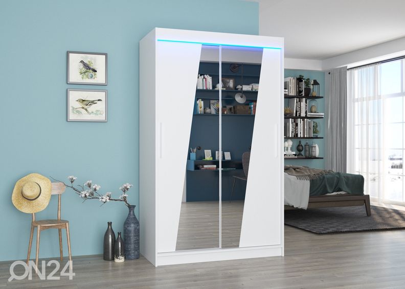 Lükandustega riidekapp 120 cm + LED suurendatud