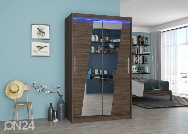 Lükandustega riidekapp 120 cm + LED suurendatud