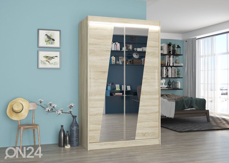 Lükandustega riidekapp 120 cm + LED suurendatud