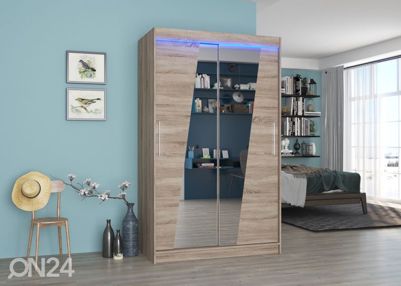 Lükandustega riidekapp 120 cm + LED suurendatud