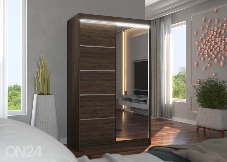 Lükandustega riidekapp 120 cm + LED suurendatud