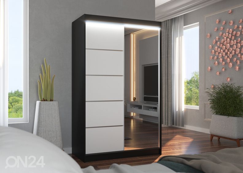 Lükandustega riidekapp 120 cm + LED suurendatud