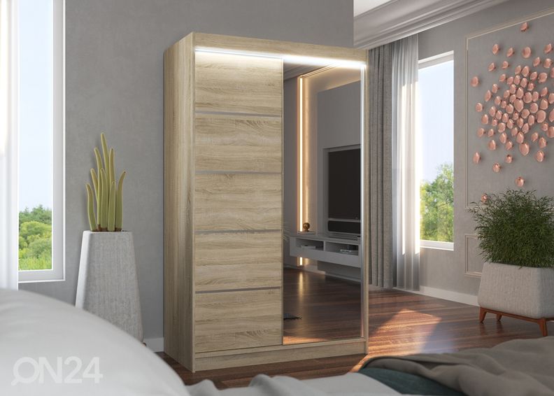 Lükandustega riidekapp 120 cm + LED suurendatud