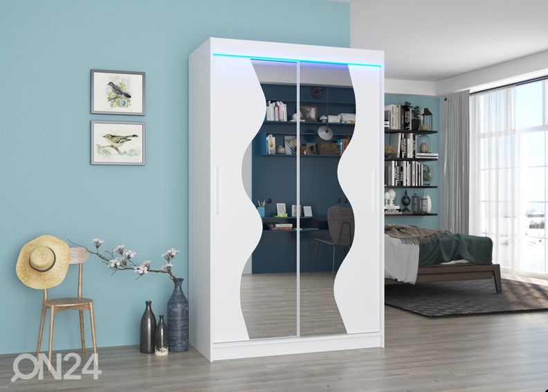 Lükandustega riidekapp 120 cm + LED suurendatud