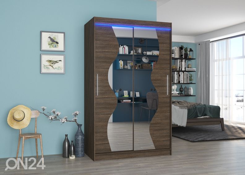 Lükandustega riidekapp 120 cm + LED suurendatud