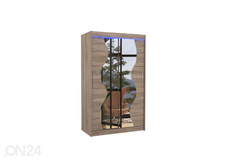 Lükandustega riidekapp 120 cm + LED suurendatud