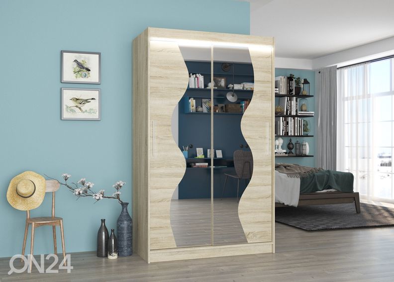 Lükandustega riidekapp 120 cm + LED suurendatud
