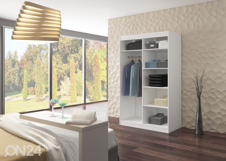 Lükandustega riidekapp 120 cm + LED suurendatud
