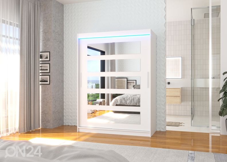 Lükandustega riidekapp 150 cm + LED suurendatud