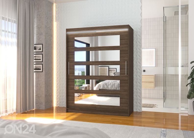 Lükandustega riidekapp 150 cm + LED suurendatud