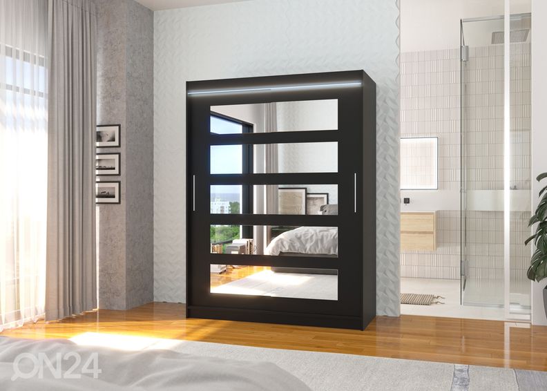 Lükandustega riidekapp 150 cm + LED suurendatud