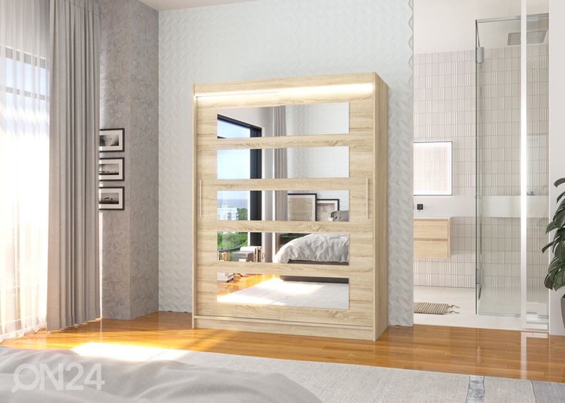 Lükandustega riidekapp 150 cm + LED suurendatud