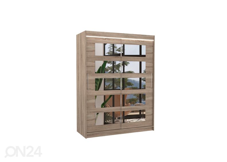 Lükandustega riidekapp 150 cm + LED suurendatud