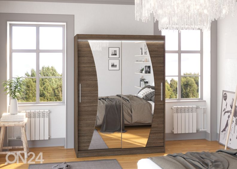 Lükandustega riidekapp 150 cm + LED suurendatud