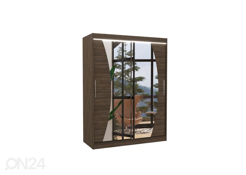 Lükandustega riidekapp 150 cm + LED suurendatud