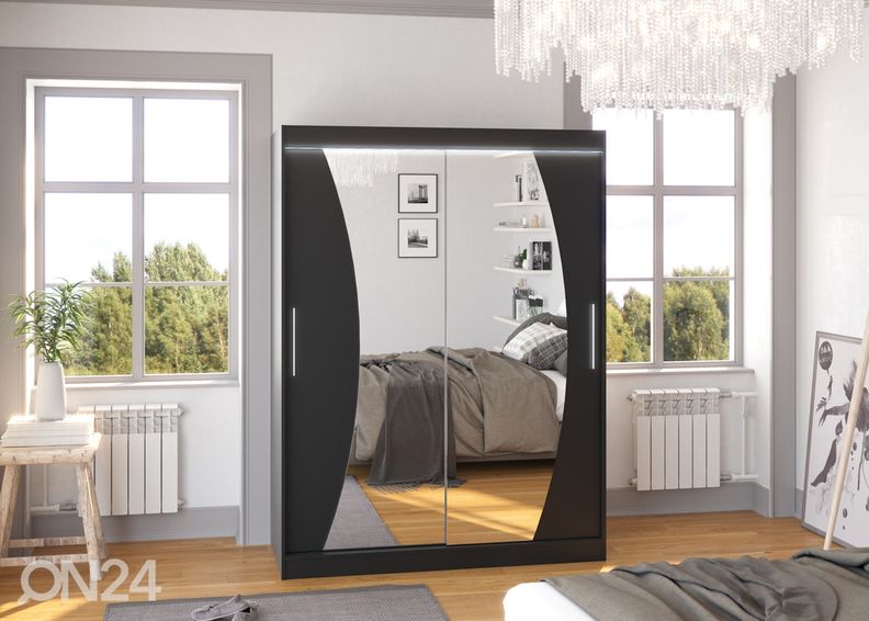 Lükandustega riidekapp 150 cm + LED suurendatud