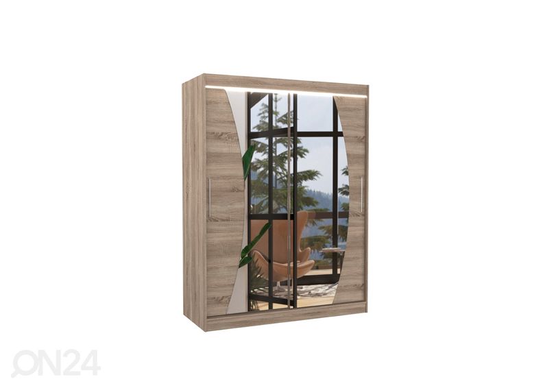 Lükandustega riidekapp 150 cm + LED suurendatud