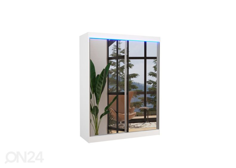 Lükandustega riidekapp 150 cm + LED suurendatud