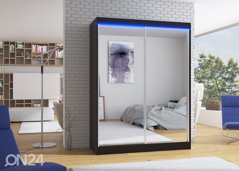 Lükandustega riidekapp 150 cm + LED suurendatud