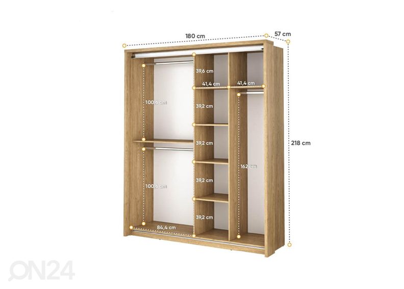 Lükandustega riidekapp 180 cm suurendatud