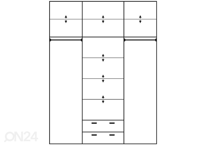 Lükandustega riidekapp 180 cm suurendatud