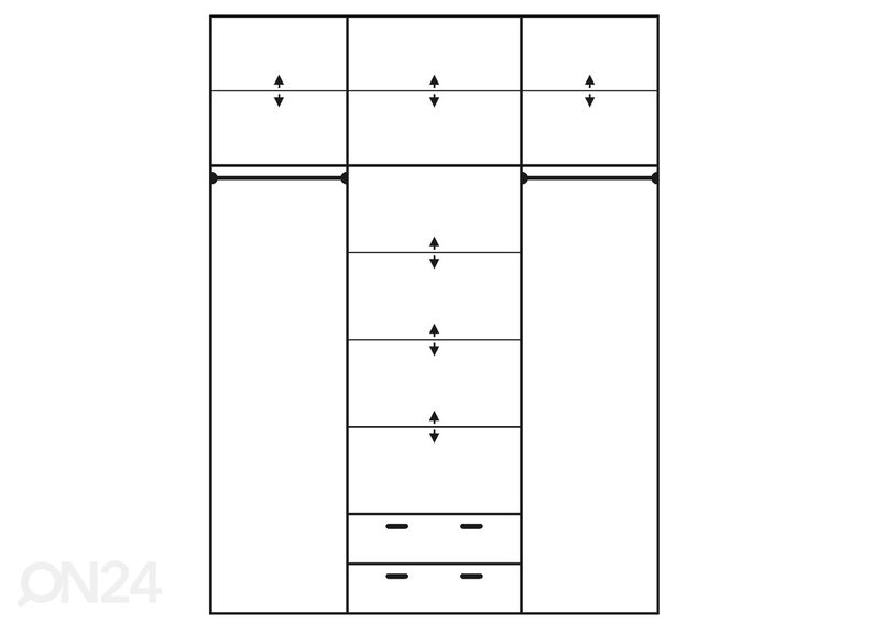 Lükandustega riidekapp 180 cm suurendatud