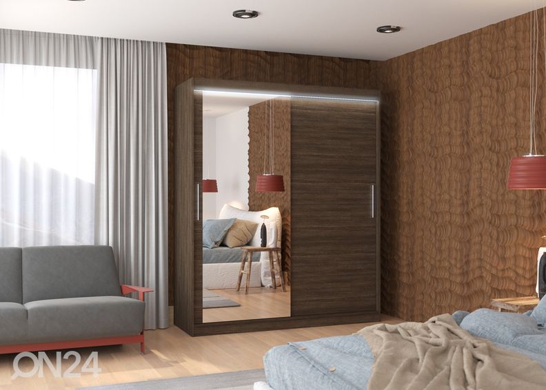 Lükandustega riidekapp 180 cm + LED suurendatud